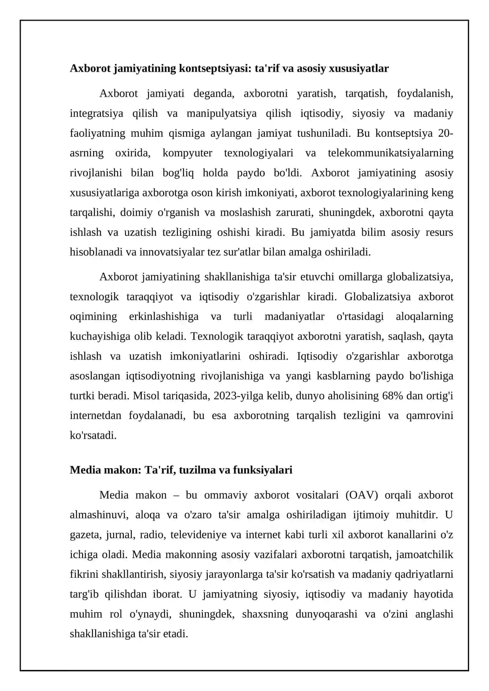 Axborotlashgan jamiyat va media maydon tushunchasining tahlili 4