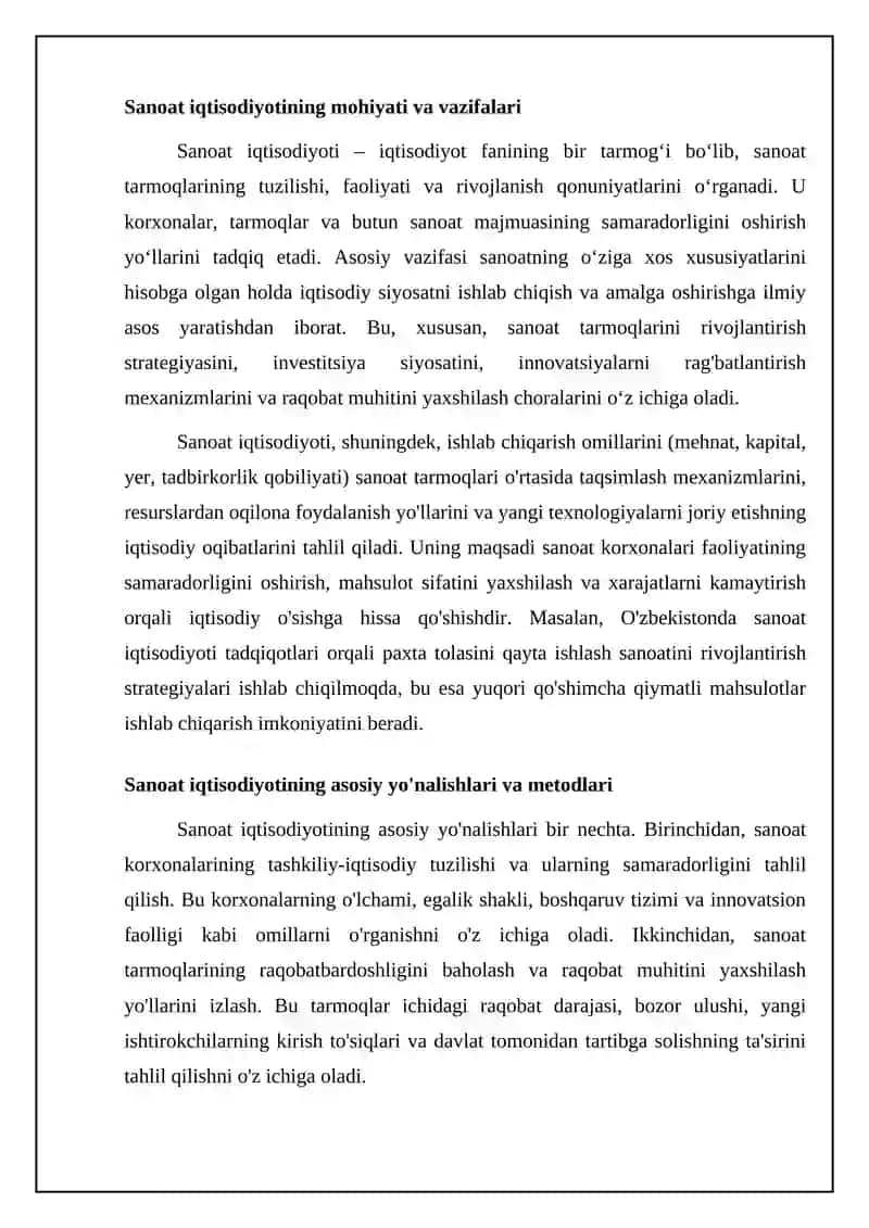 Sanoat iqtisodiyotiga kirish 4