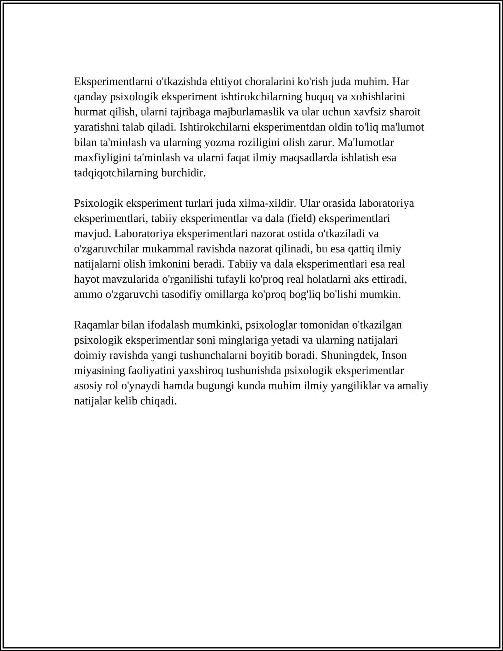 PSIXOLOGIK EKSPERIMENT VAZIYATI VA ETIKASI 4