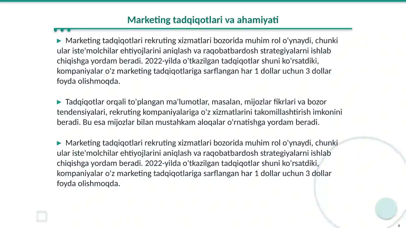 Rekruting xizmatlari bozorida marketing tadqiqotlarini o‘tkazish uslubiyati 4