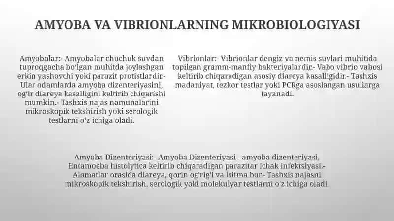 Amyoba Dizenteriyasi, Paragemolitik, Nag - Vibrionlar, Tibbiyot Amaliyotidagi Ahamiyati VaBaktereologikDiagnoostikasi 4