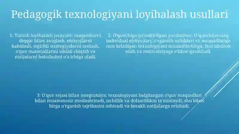 Pedogogik Kompetetlikni Shakillantirishda Pedogogik Texnalogiyani Loyihalashtirish Va Rejalashtirish YoʻLlari 4