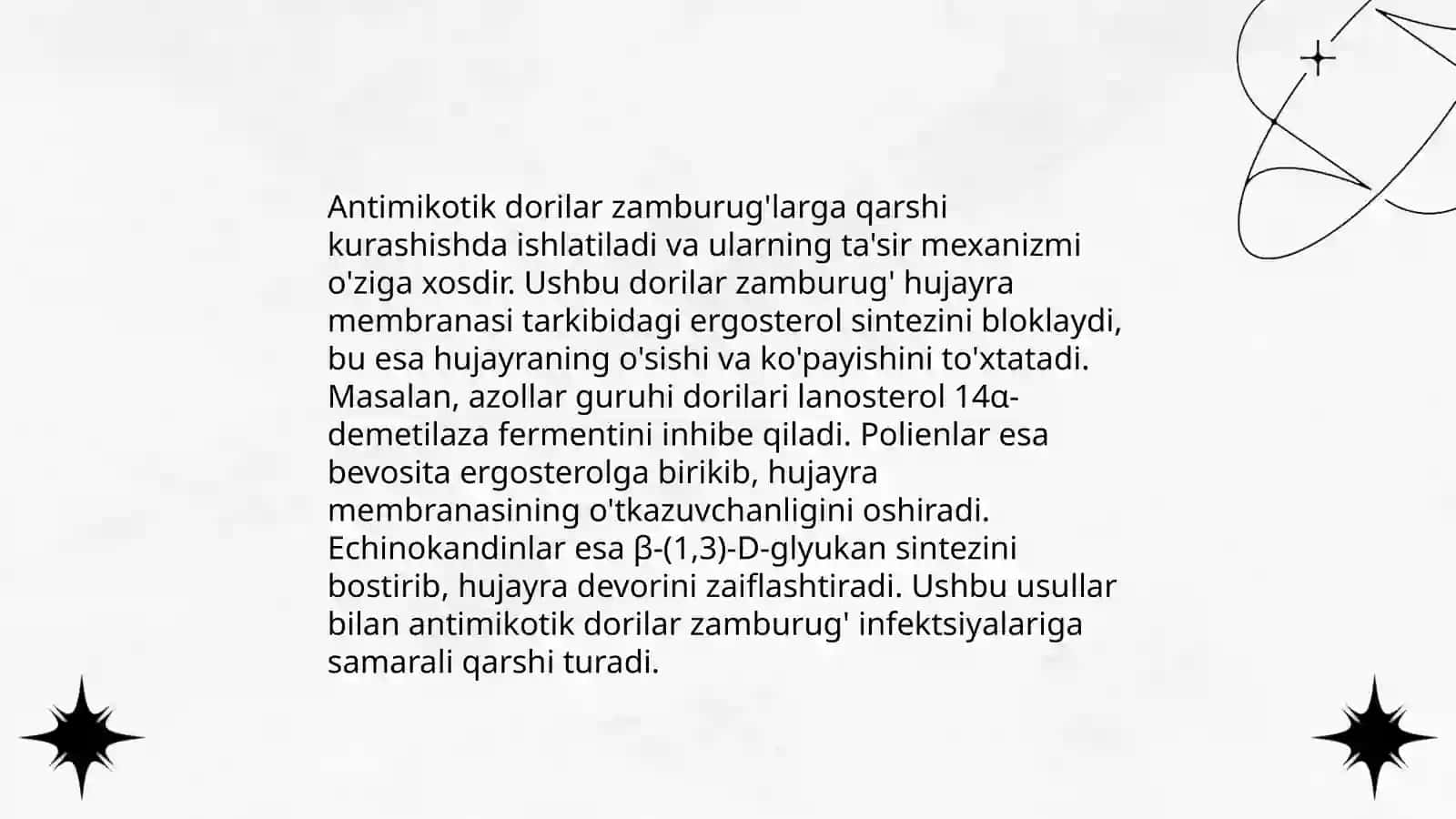 Zamburugʻlarga qarshi dori vositalari farmakologiyasi 4