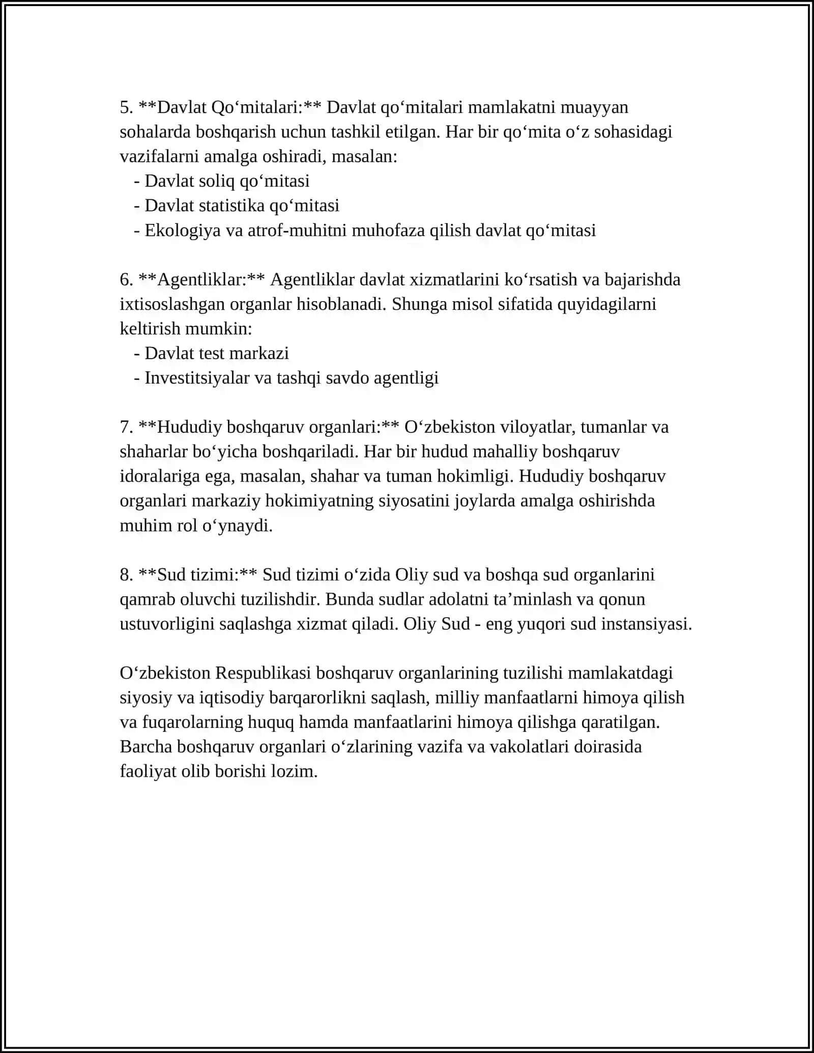 O‘ZBEKISTONNING RESPUBLIKA, MINTAQA VA MAHALLIY BOSHQARUV ORGANLARI O‘RTASIDAGI VAKOLATLARNI TAQSIMLASH MEXANIZM 4
