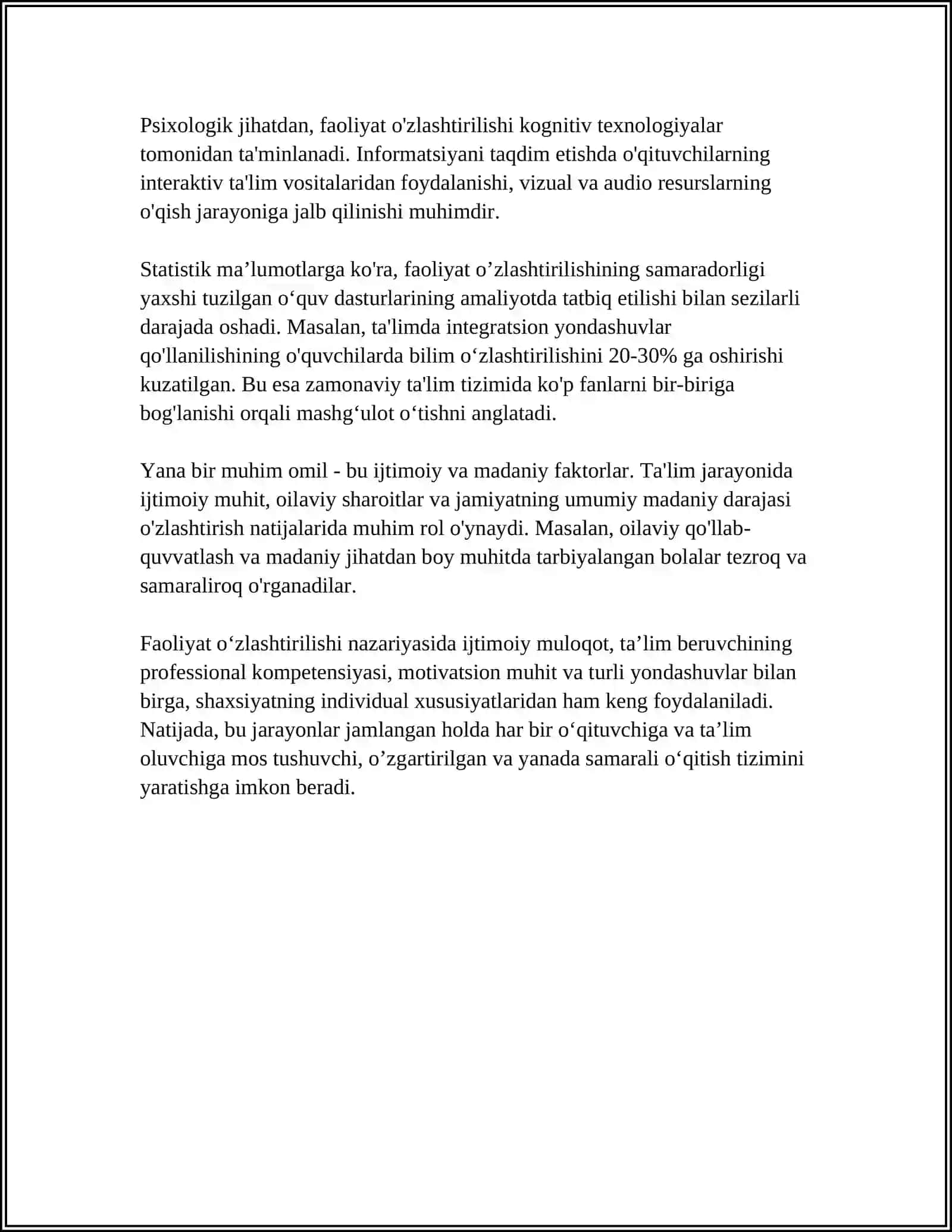 FAOLIYATNING OʻZLASHTIRILISHI VA MALAKALARNI EGALLASH 4