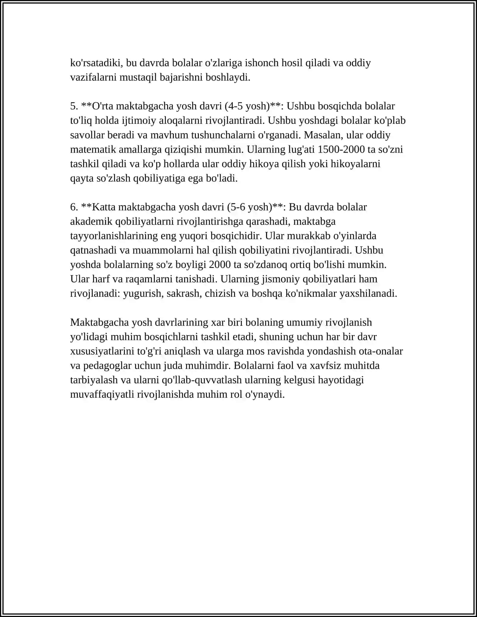 MAKTABGACHA YOSHDAGI BOLALARNING YOSHGA DOIR PEDAGOGIK VA PSIXOLOGIK XUSUSIYATLARI VA ULARNING BOLA SOG’LOM RIVOJLANISHIDAGI AHAMIYATI 4