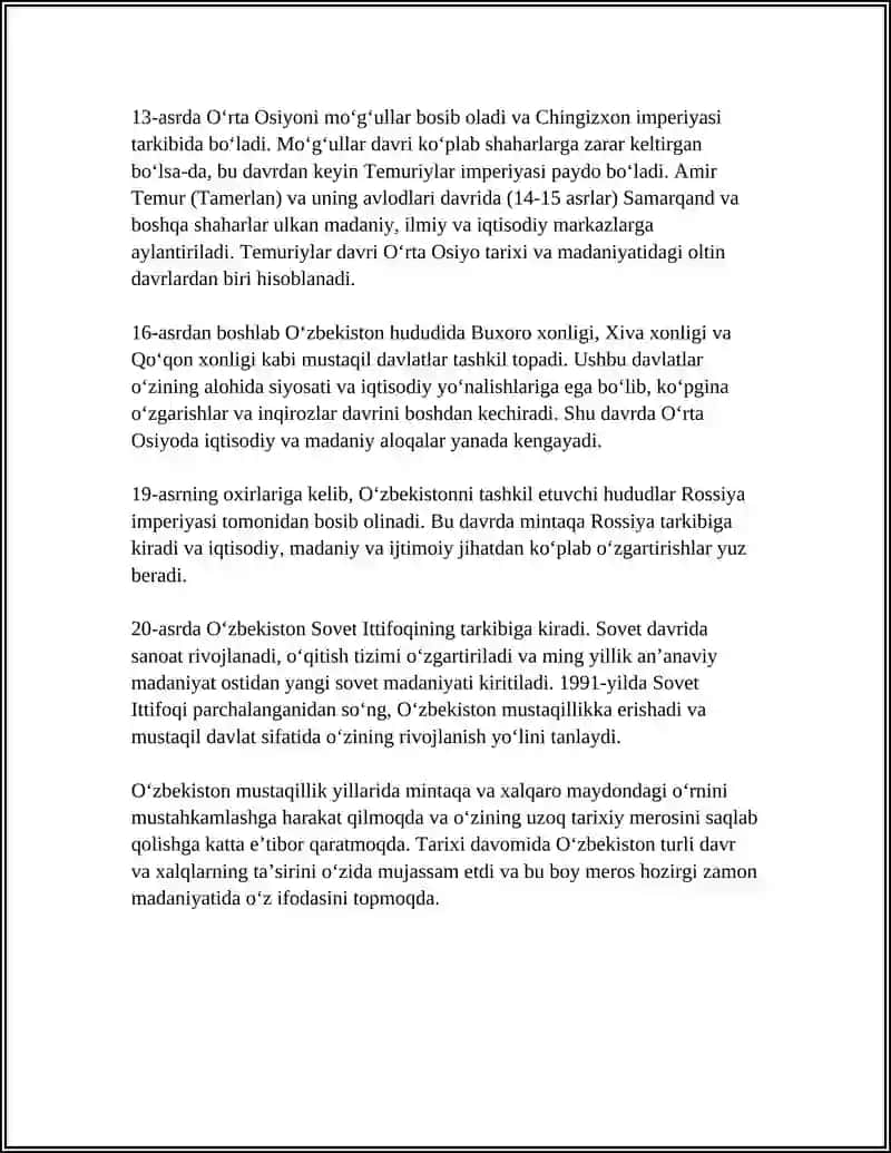 Oʻzbekiston Referat 4