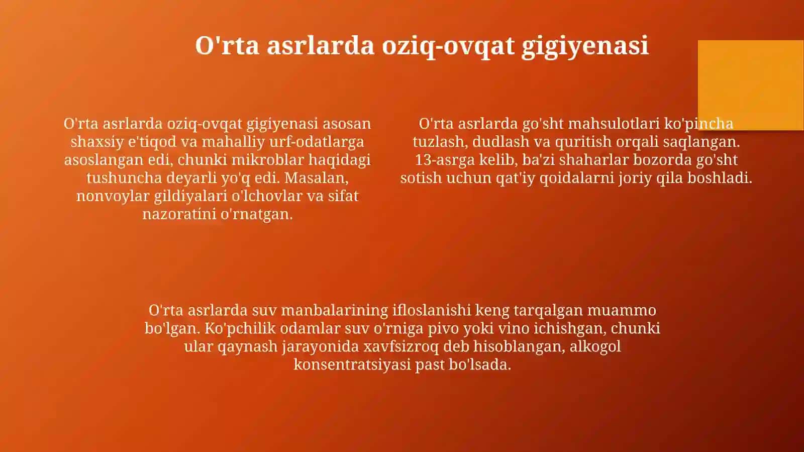 Oziq-ovqat gigiyenasi tarixiy rivojlanishi 4
