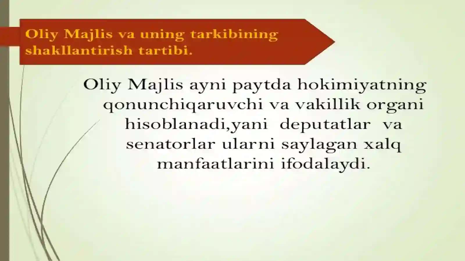 11-mavzu:Yangi Konstitutsiyada O‘zbekiston Respublikasining Oliy Majlisi tarkibi va vakolatidagi o‘zgarishlar 4