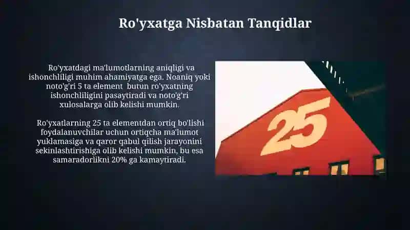 Yigirma Beshlik Ro'yxatni Tuzuvchi Omillar 4