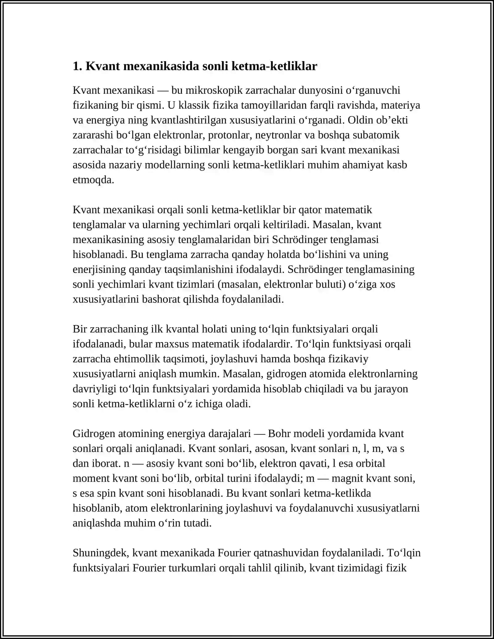 SONLI KETMA-KETLIKLARNI KVANT MEXANIKASIDAGI TATBIQLARI 4