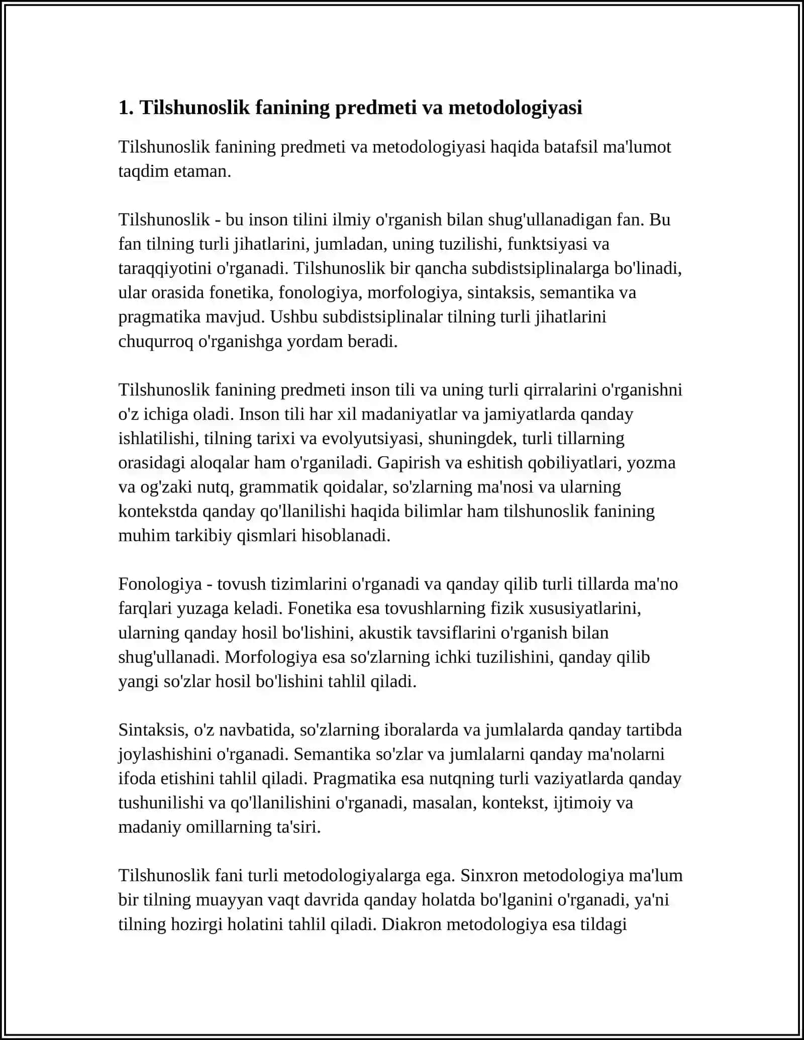 TILSHUNOSLIK FAN SIFATIDA, UNING TABIIY VA IJTIMOIY FANLAR BILAN ALOQASI 4