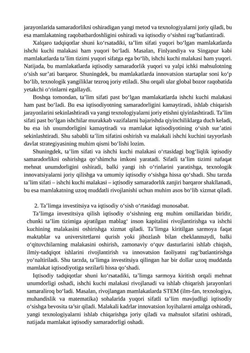 Ta'lim sifati iqtisodiy samaradorlik o'rtasidagi bog'liqlik 4