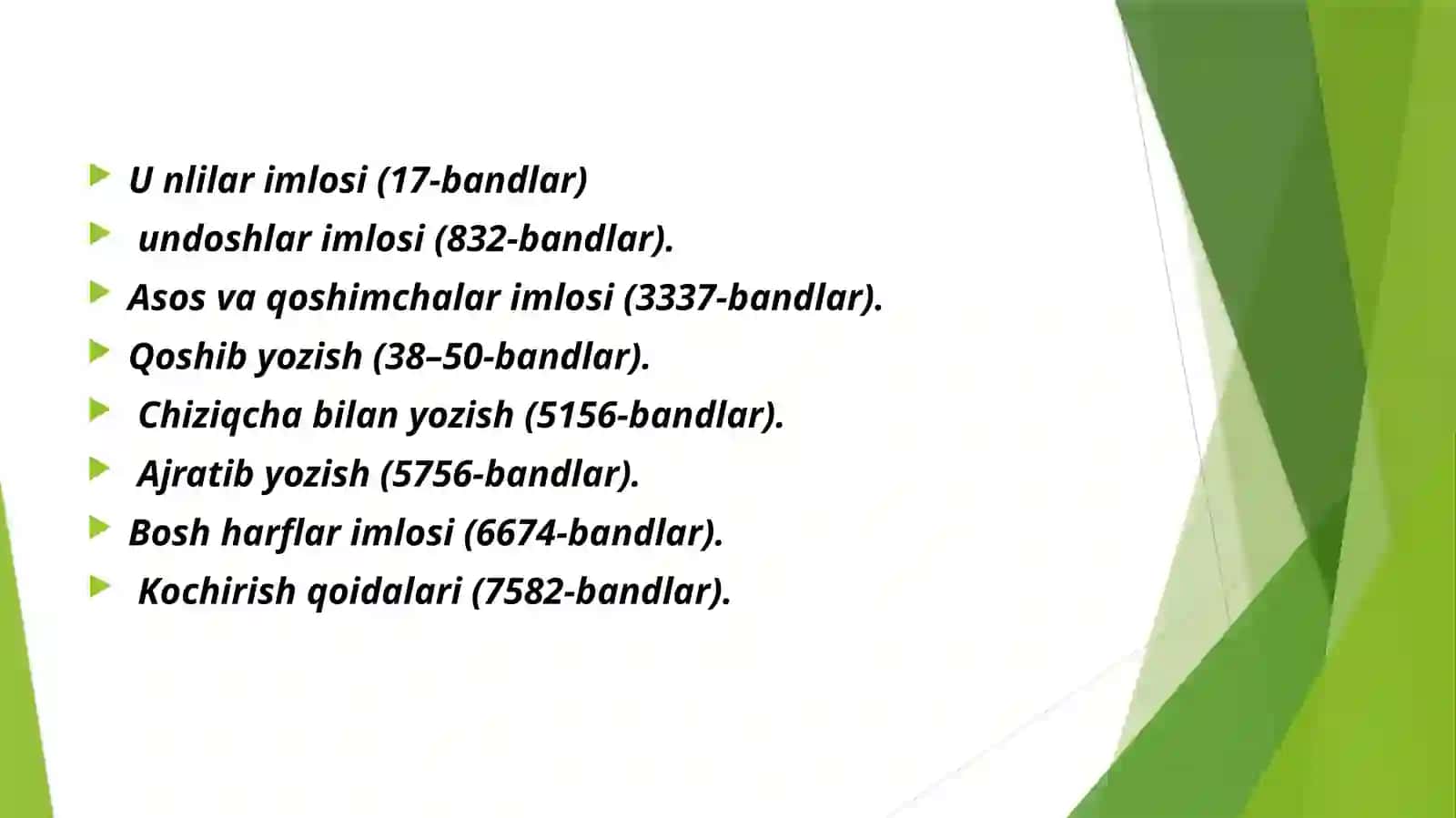 Oʻzbektilining imlo qoidalari 4