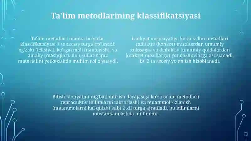 Pedagogikafanlarnioʼqitishmetod,vositalarivaoʼqitishshakillari 4