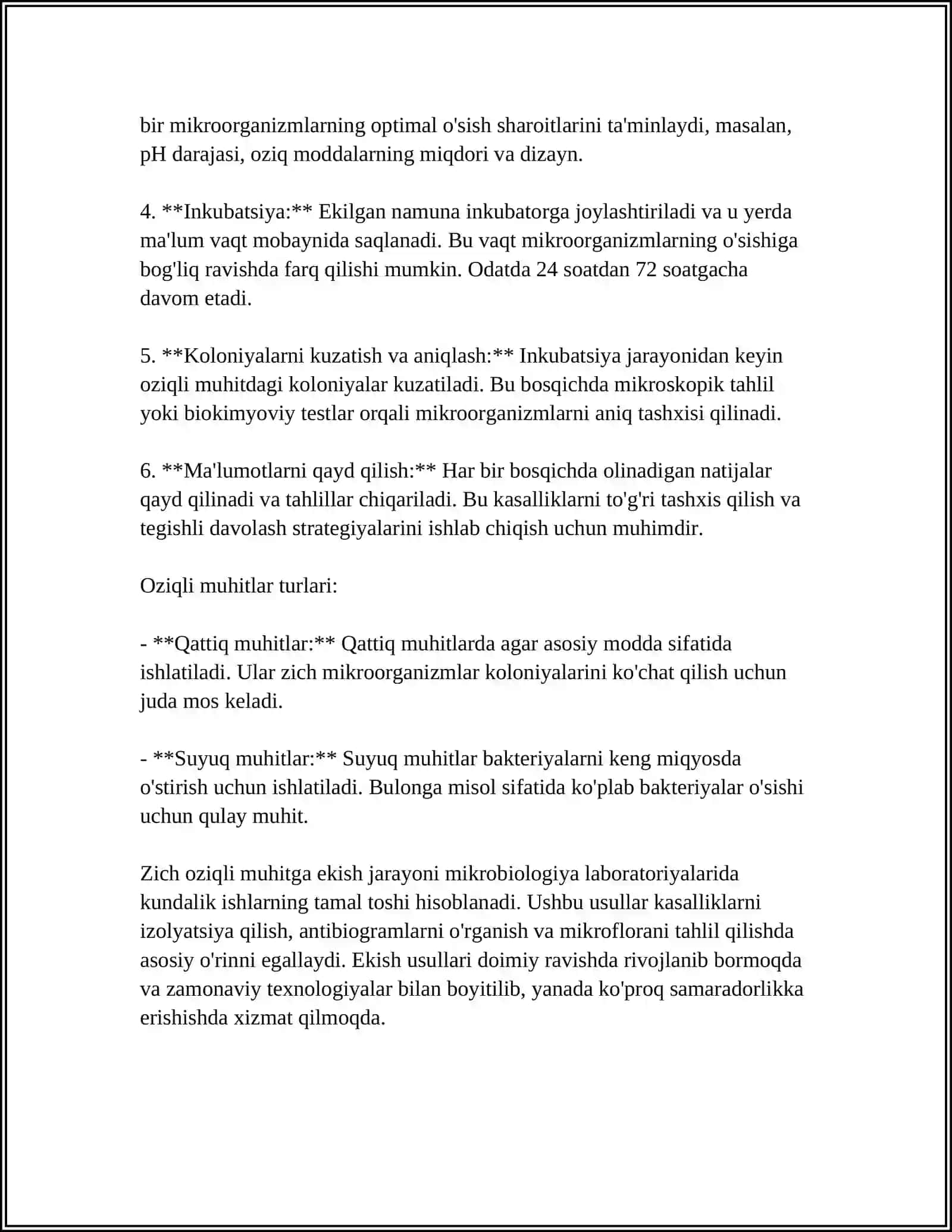 PATOLOGIK MATERIALLARNI ZICH OZIQLI MUHITLARGA TURLI BAKTERIOLOGIK USULLARDA EKISH 4