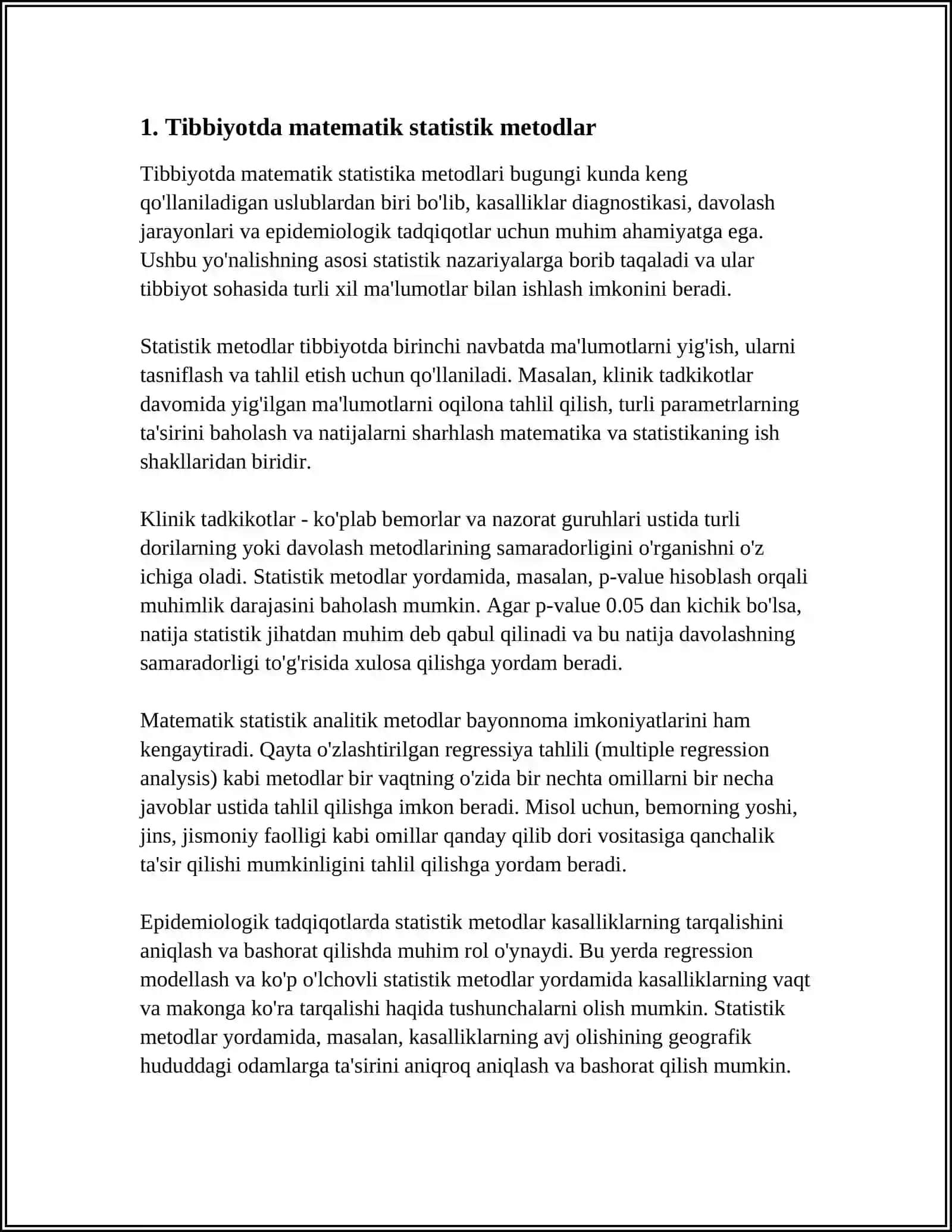 TIBBIY BIOLOGIK MASALA MISOLIDA MATEMATIK STATISTIKA ELEMENTLARI GENERAL VA TANLOV MAJMUALAR TASODIFIY KATTALIKLARNING TAQSIMOT QONUNINI YORITIB BERISH 4