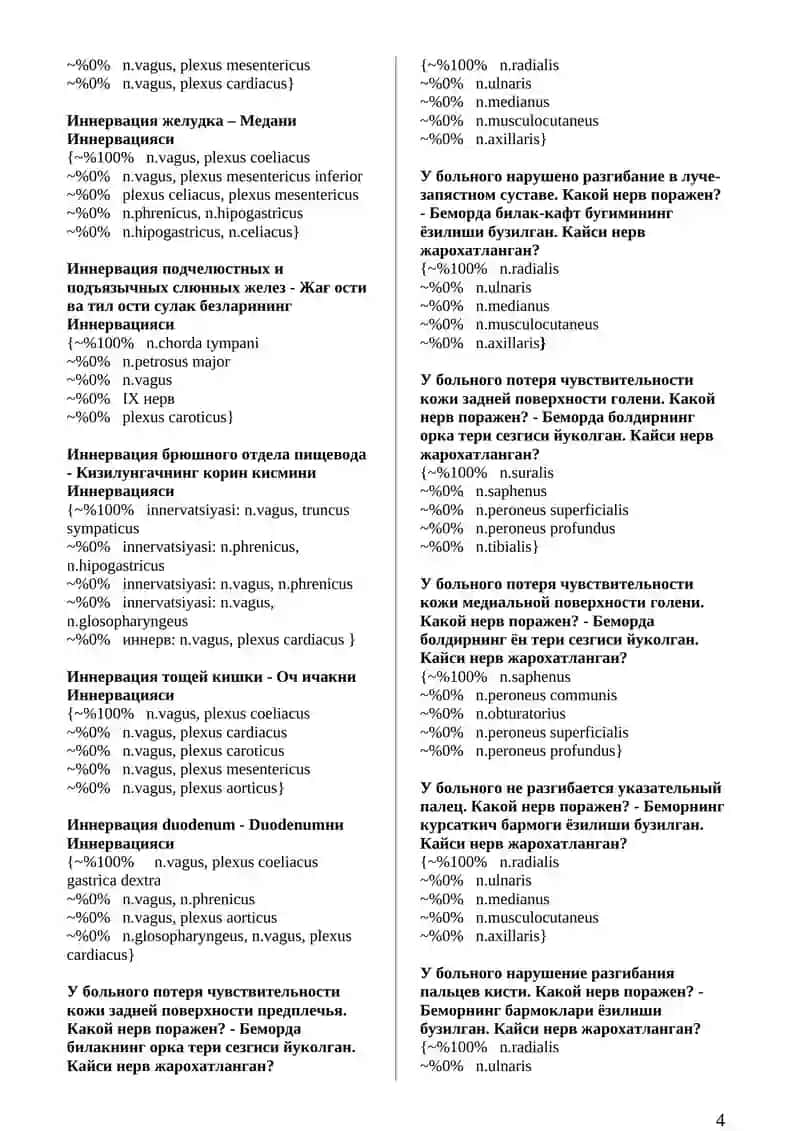 Иннервация передней группы мышц пpедплечья 4