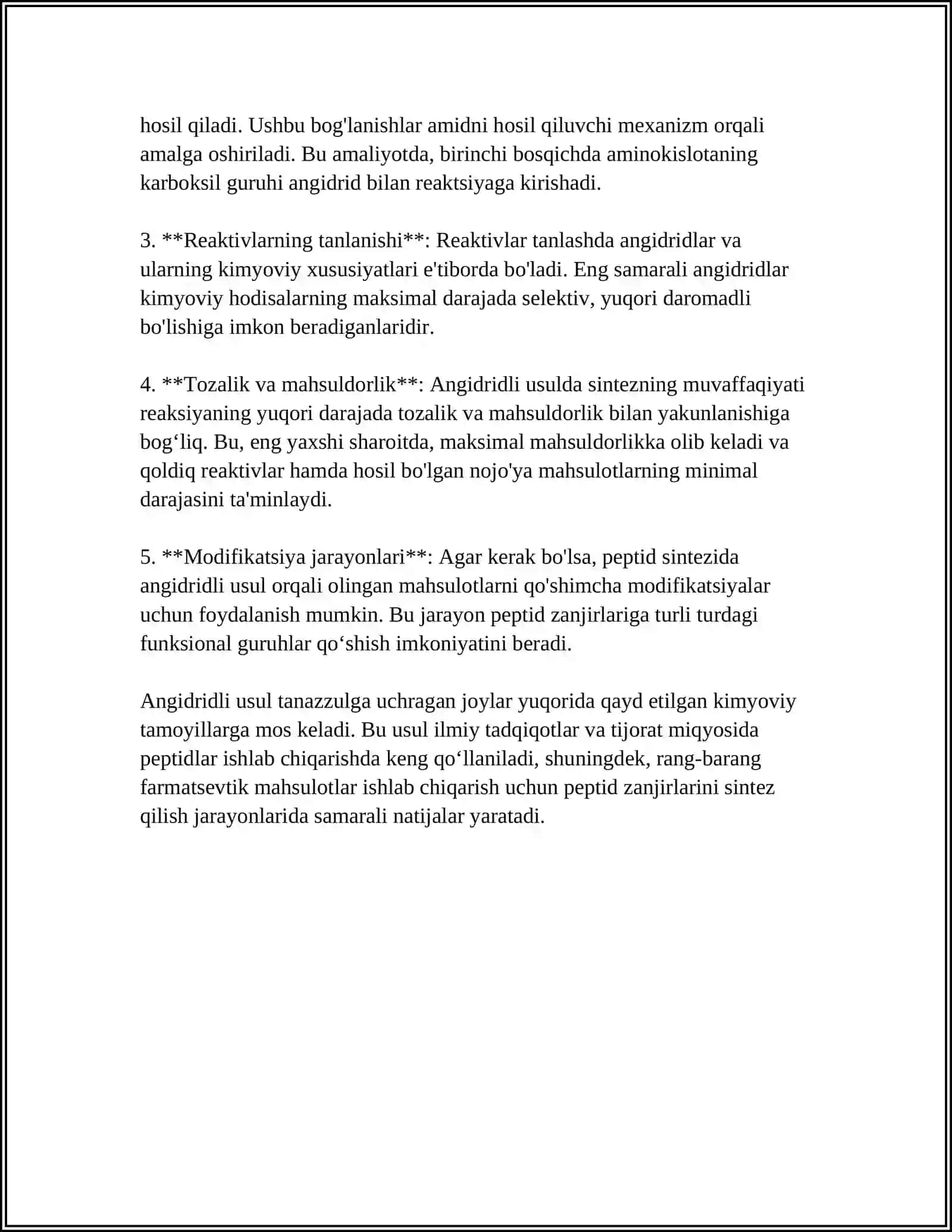 PEPTID SINTEZIDA ANGIDRIDLI USUL 4