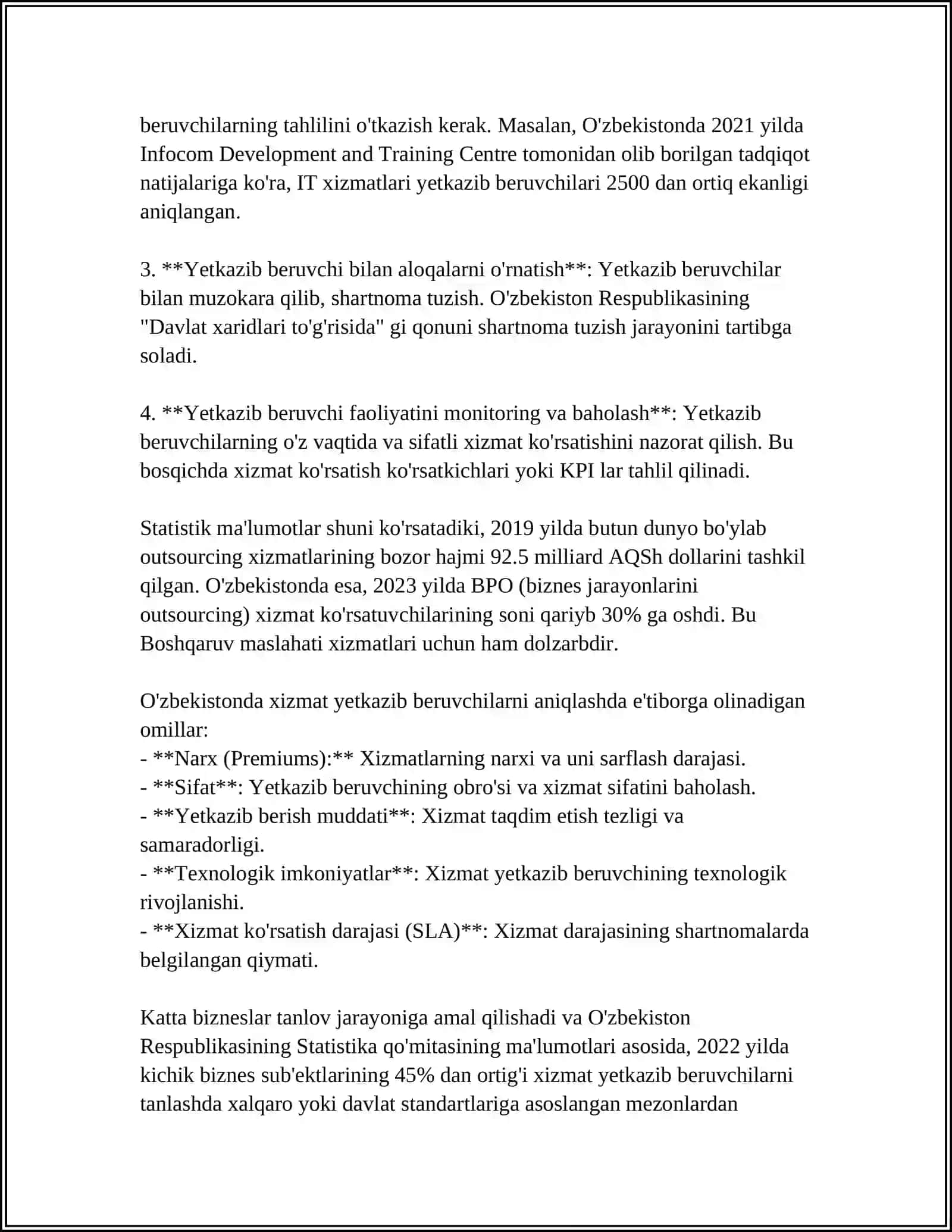 TURIZMDA XIZMAT YETKAZIB BERUVCHILAR BILAN HAMKORLIKNI OʻRNATISH VA SHARTNOMALAR TUZISH 4