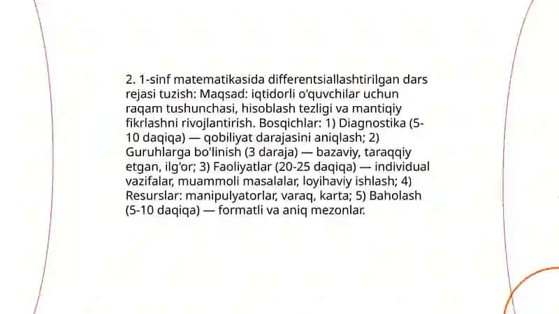 Boshlang'ich sinfda matematikadan iqtidorli o'quvchilar bilan ishlash 1-sinf misolida 4