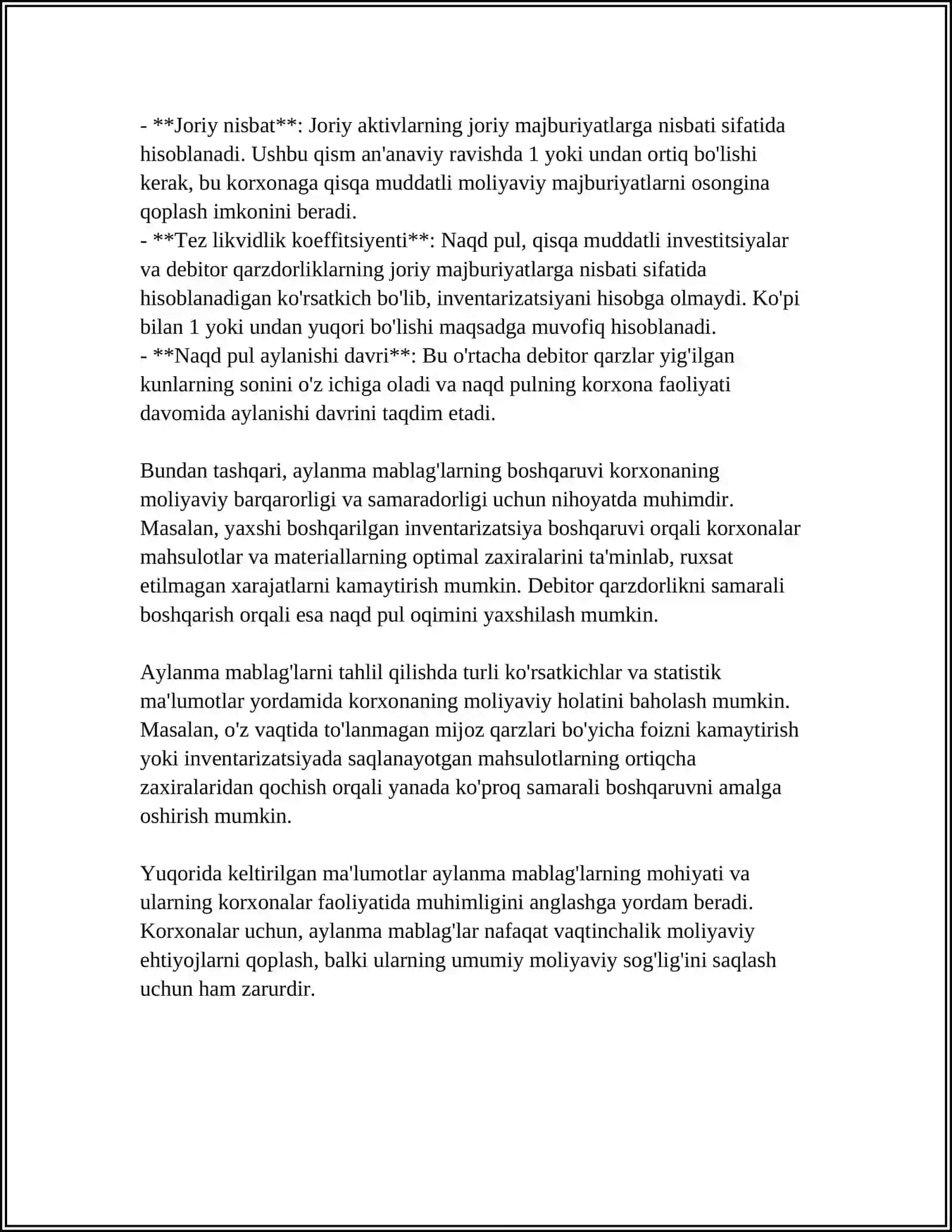 AVTOMABIL KORXONASINI AYLANMA MABLAGʻLARI 4