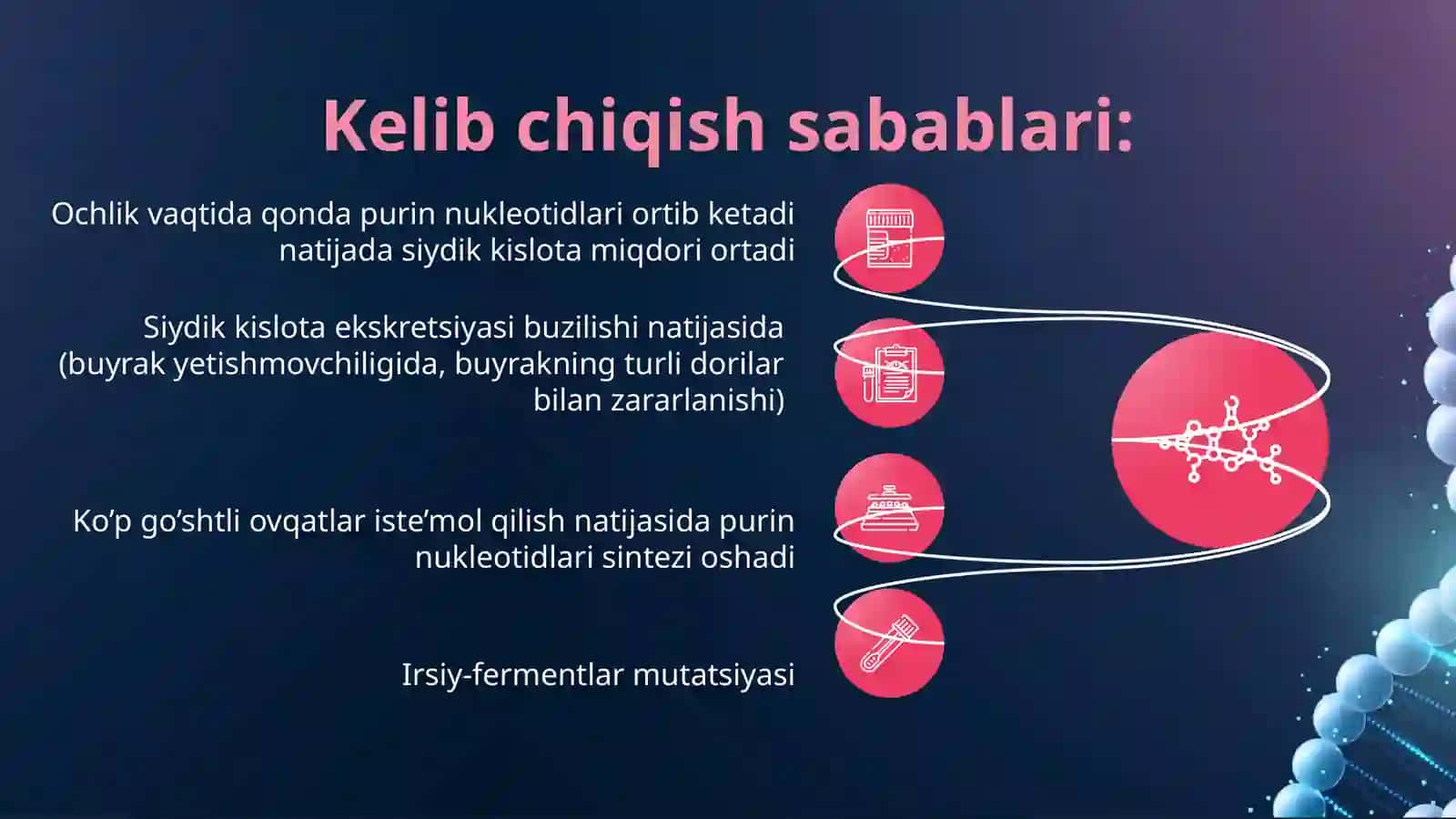 Mavzu:Giperurikemiya turlari:podagra, ksantinuriya, Lesha-Nixan sindromi, orttirilgan giperurikemiyalar 4