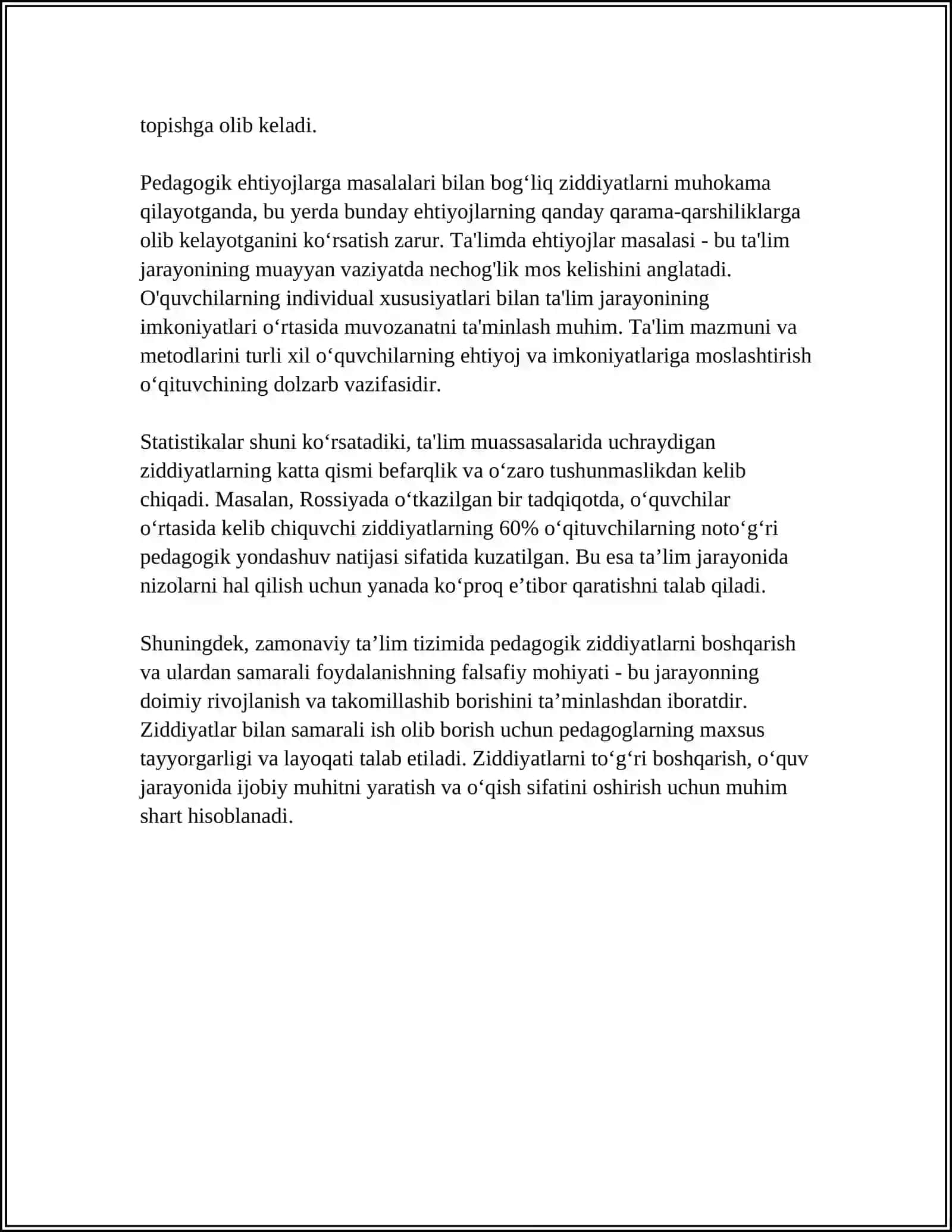 PEDOGOGIK NIZOLAR VA ZIDDIYATLARNING FALSAFIY PEDOGOGIK PSIXOLOGIK TASNIFI 4