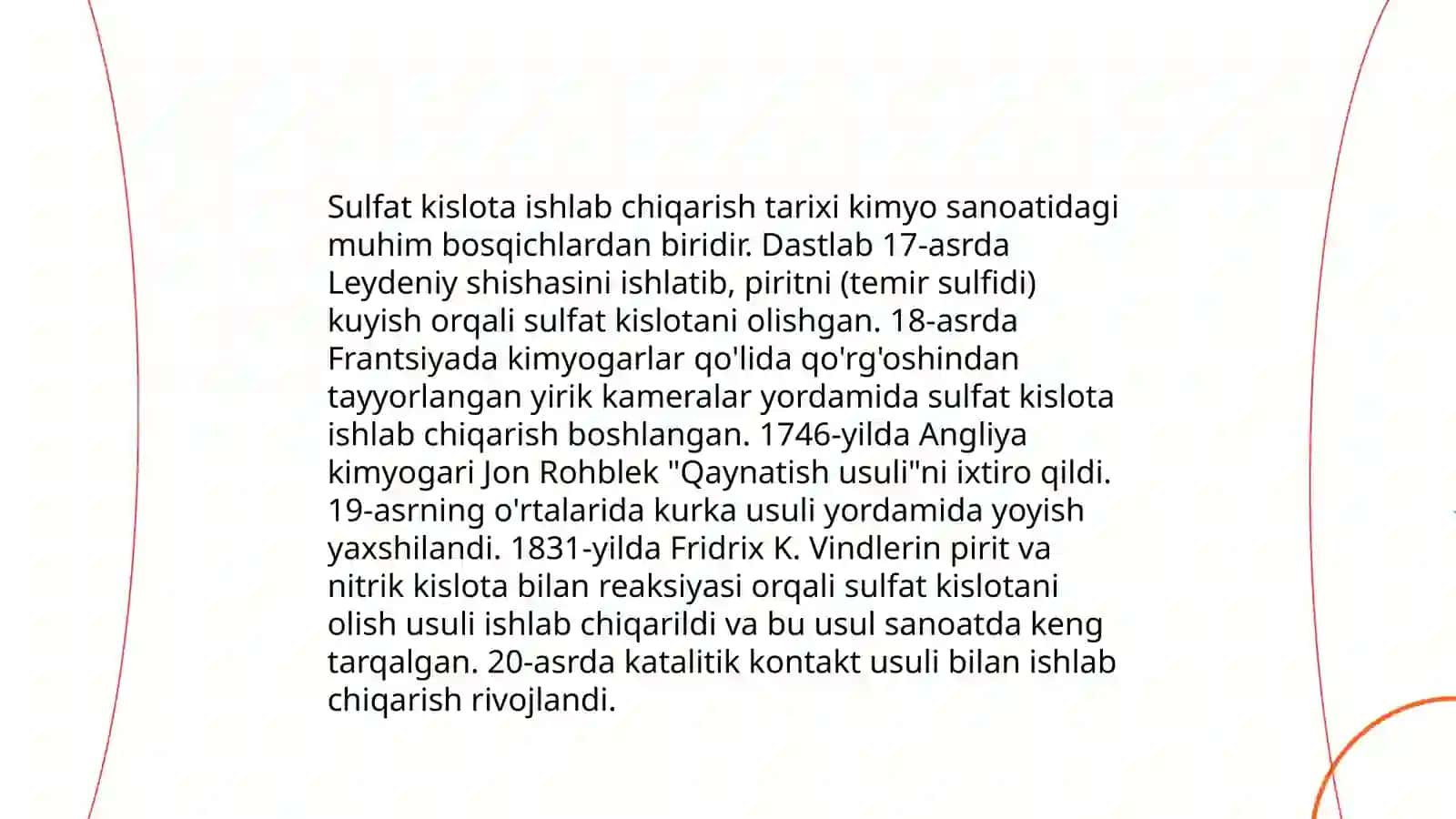 Sulfat kislota ishlab chiqarishning mineral usuli 4