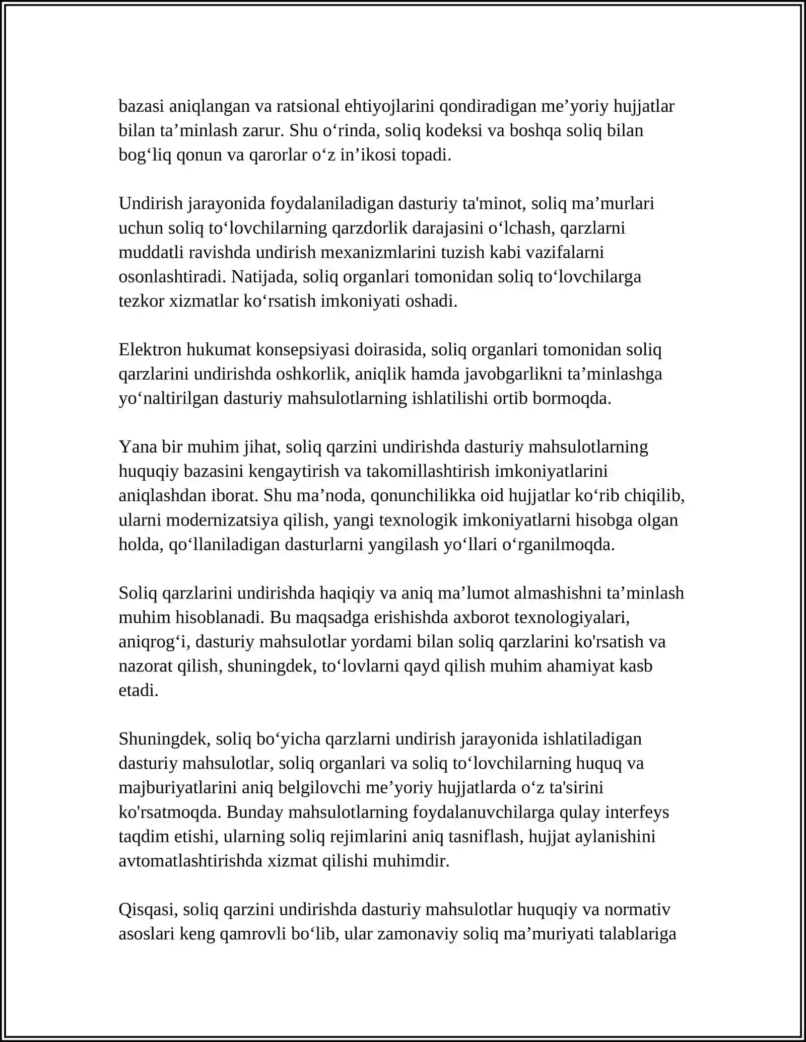 SOLIQ QARZINI UNDIRISHDA DASTURIY MAHSULOTLARDAN FOYDALANISH TARTIBI 4