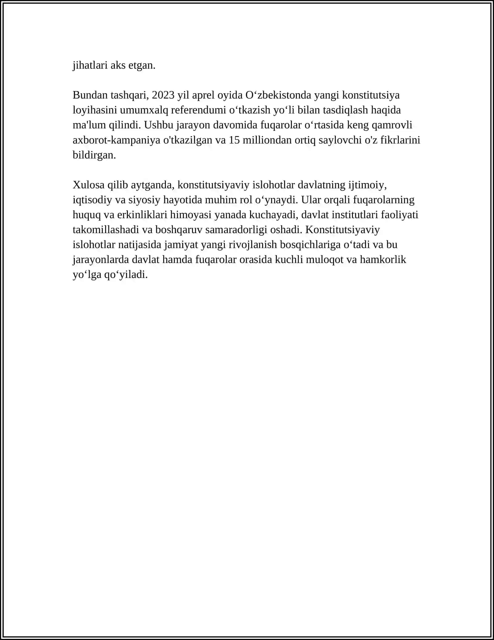 O'ZBEKISTONDA AMALGA OSHIRILGAN SIYOSIY ISLOHOTLAR 2024-2025 4