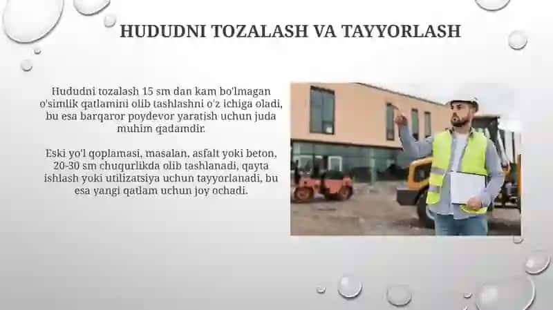 Yo'llarni rekonsturuksiya qilishda tayyorgarlik ishlari 4