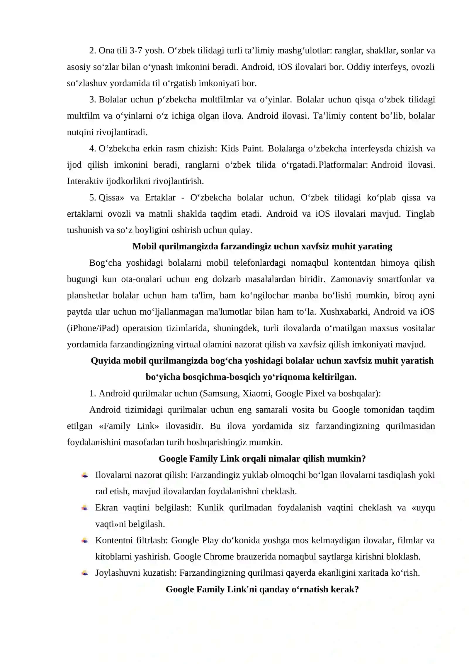 BOG‘CHA YOSHIDAGI BOLALARNI MOBIL TELEFONDAN ME’YORIDA VA MAQSADLI FOYDALANISHGA QARATILGAN NAZARIY HAMDA AMALIY USLUBLAR 4