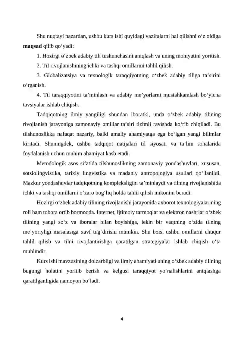 HOZIRGI O’ZBEK ADABIY TILI TARAQQIYOTINI BELGILOVCHI OMILLAR 4