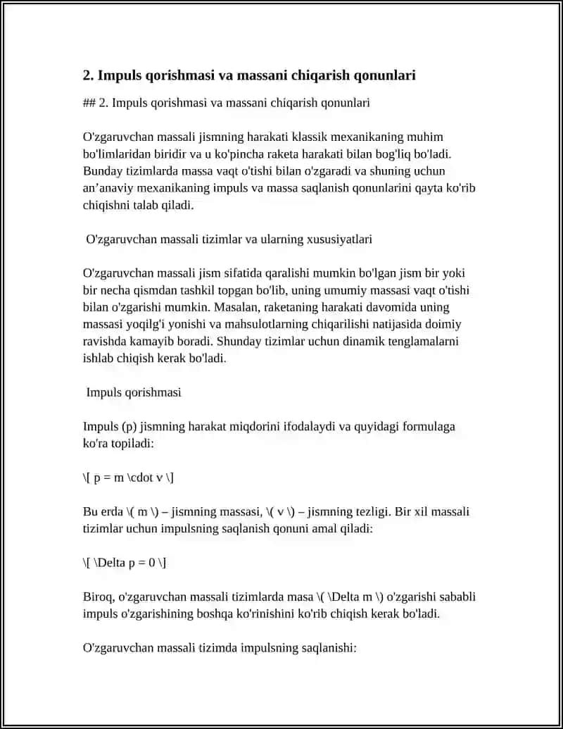ÕZGARUVCHAN MASSALI JISMINING HARAKATI 4