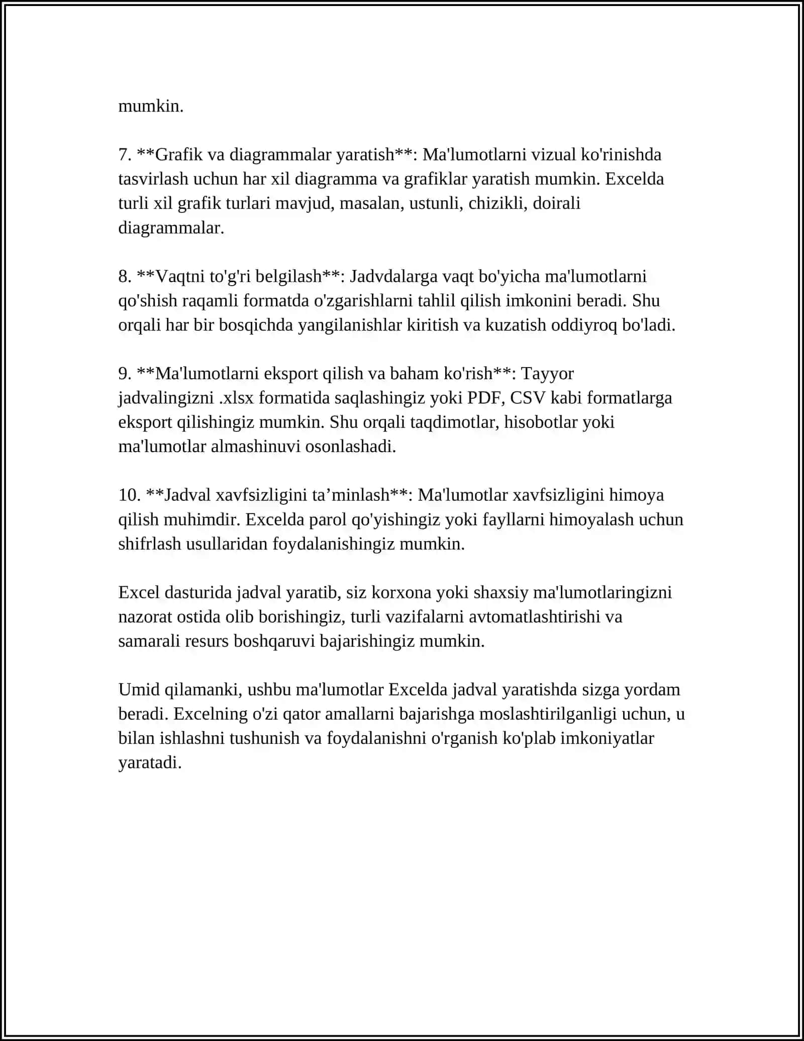 MICROSOFT EXCEL JADVAL MUXARRIRI YORDAMIDA TIBBIY BIOLOGIK TAJRIBA NATIJALARINI STATISTIK QAYTA ISHLASH VA BAHOLASH 4