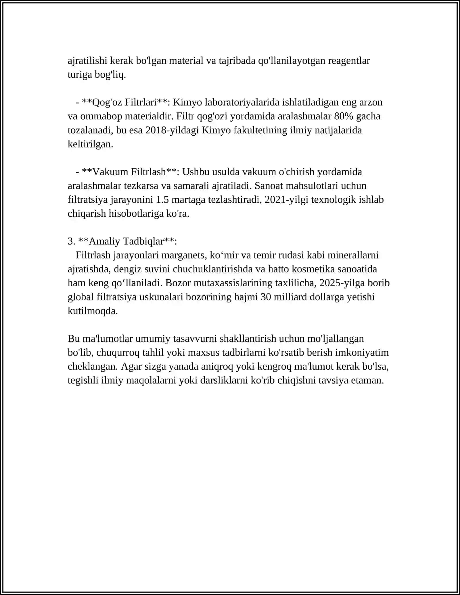 MUSTAQIL ISH Mavzu: TAJRIBA FILTRLASH ISHLARIGA ISHLOV BERISH VA SHARHLASH 4
