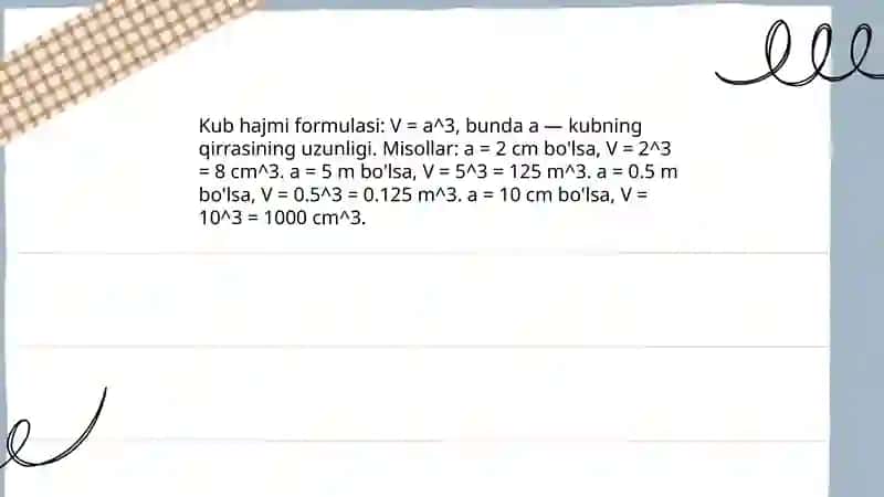Kuboid va kubni hajmini topish 4