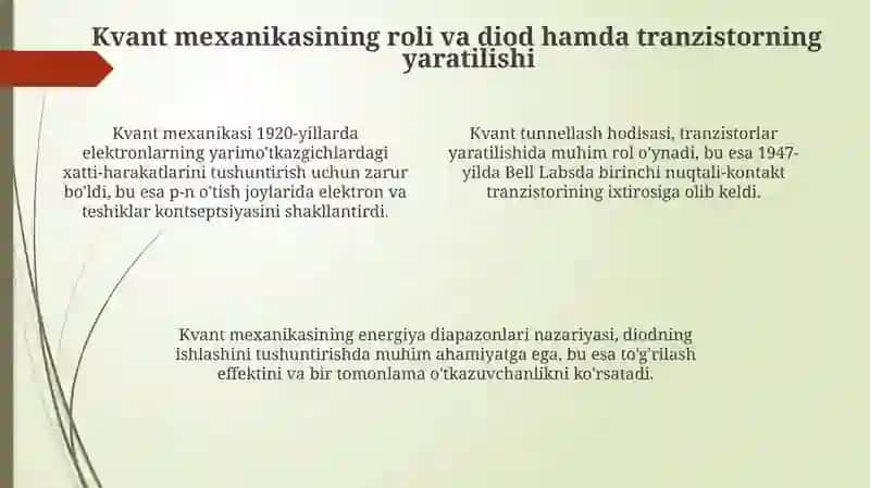 Yarimo'tkazgichlar fizikasining rivojlanishi 4