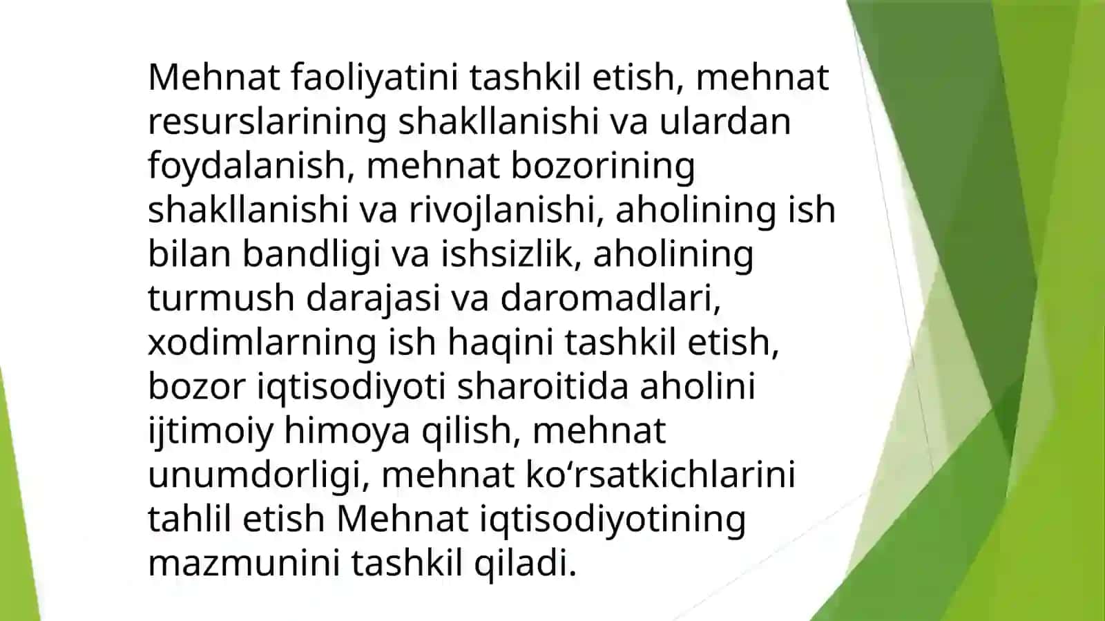 Mehnat iqtisodiyoti fanini organish bosqichlari va modellarimavzusi 4