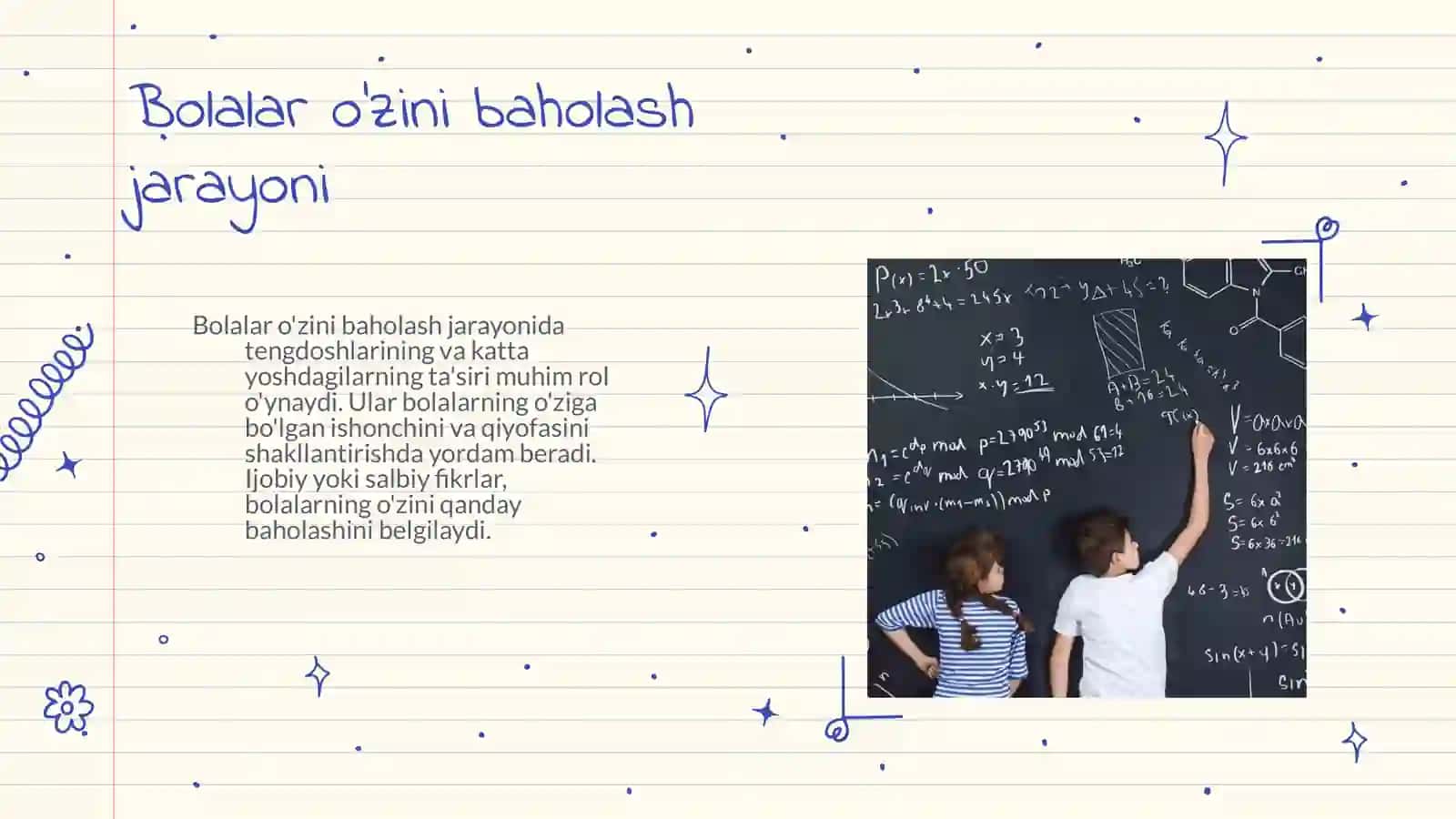 Men obrazi va o'z o'zini baholashda bolalarga tengdoshlari va katta yoshdagilarning ta'siri 4