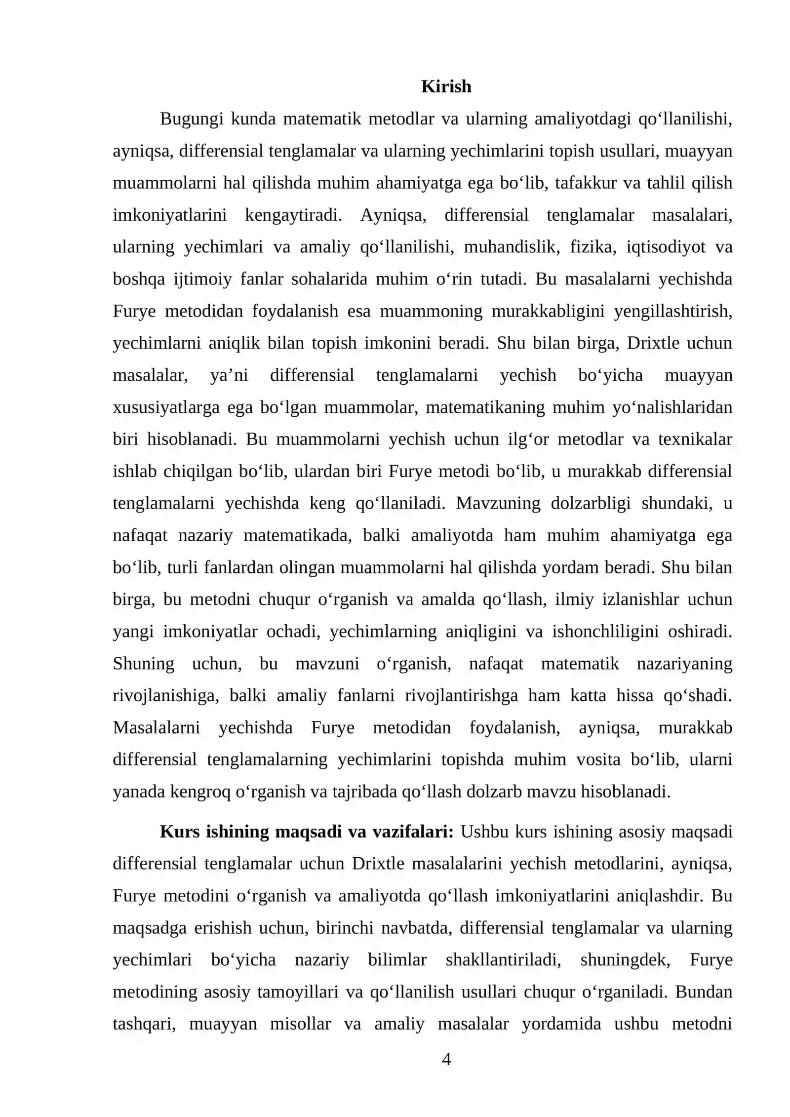 MATEMATIK FIZIKA TENGLAMALARI FANIDAN TAYYORLAGAN KURS ISHI 4