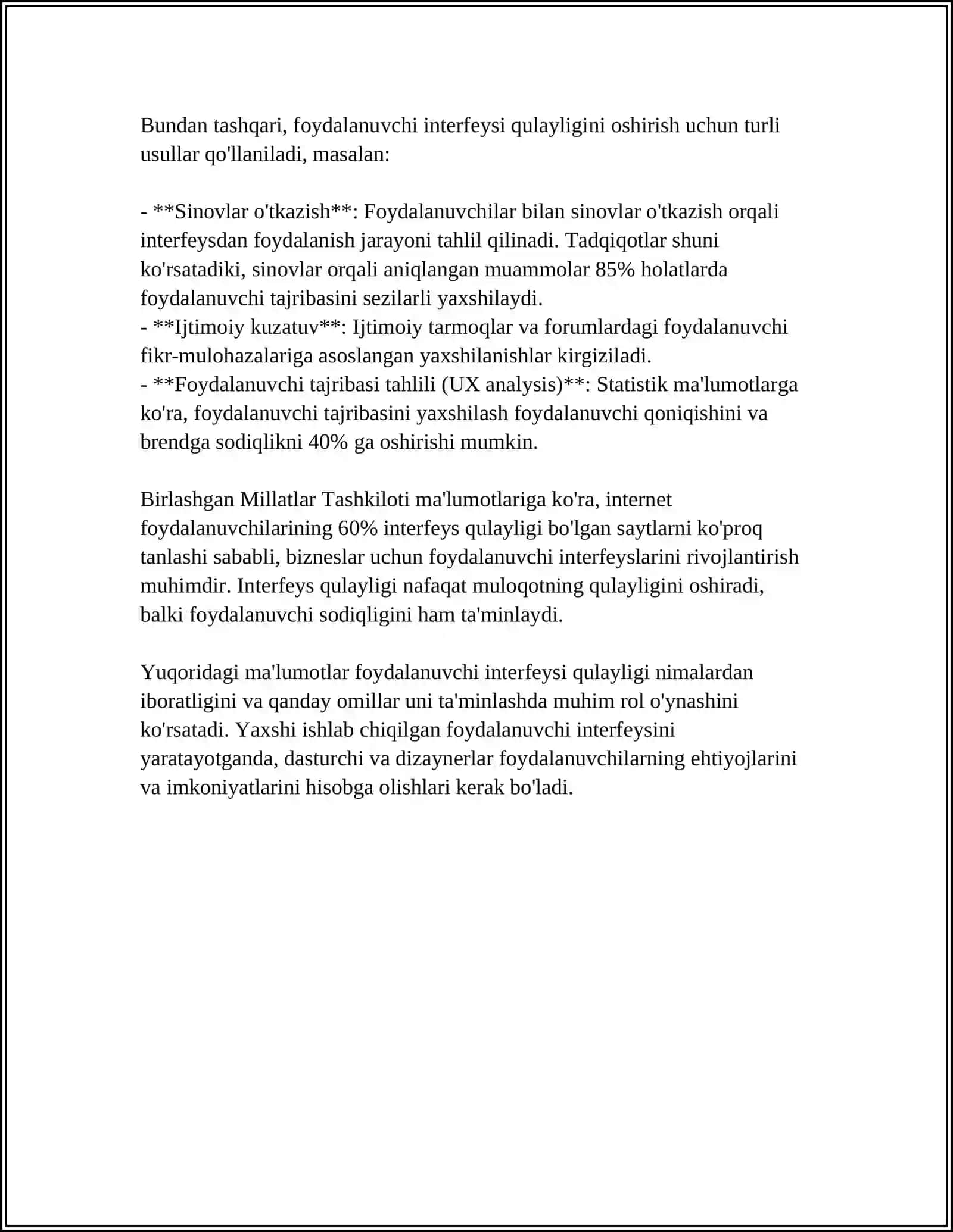FOYDALANUVCHI INTERFEYSINI BAHOLASH 4