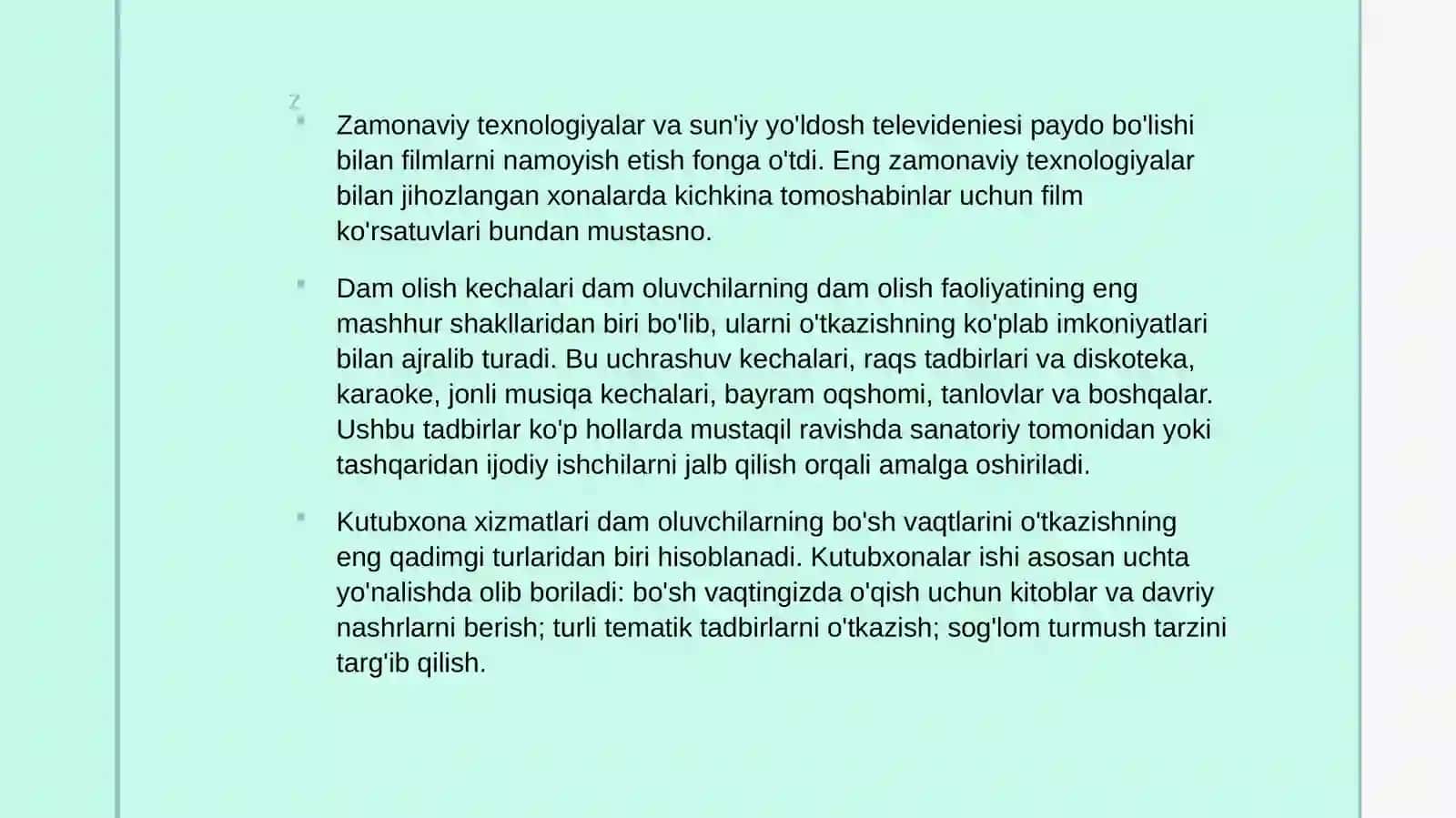 Dam olish maskanlarida animatsiyavahordiq chiqarish 4