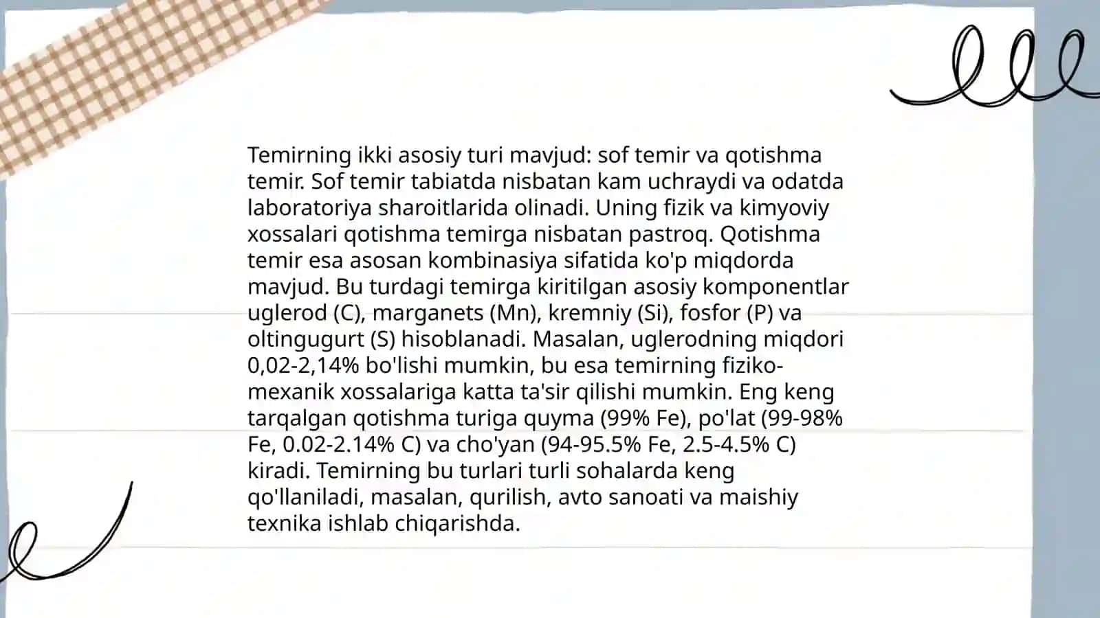 Yoĝoch va temir taralar va ularni sifatini aniqlash Abduhoshimov sunnatulla 4