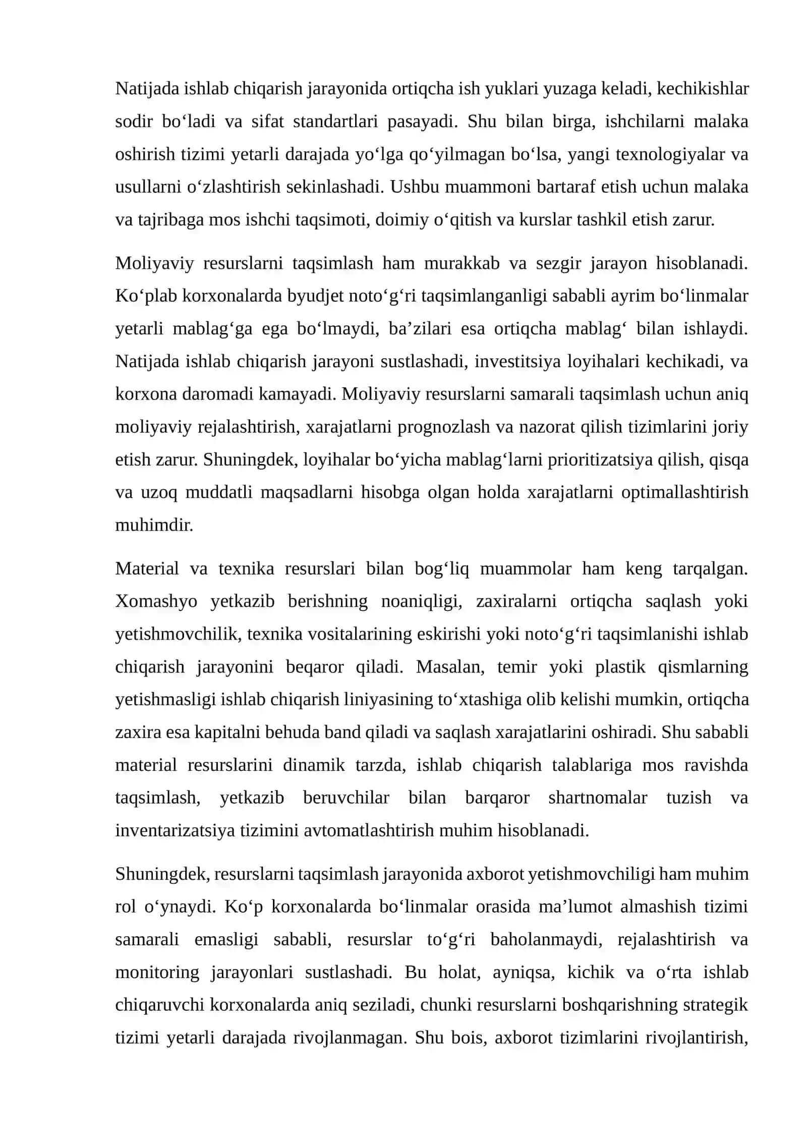 MAHALLIY ISHLAB CHIQARUVCHI KORXONA RESURSLARINI SAMARALI TAQSIMLASH USULLARI 4
