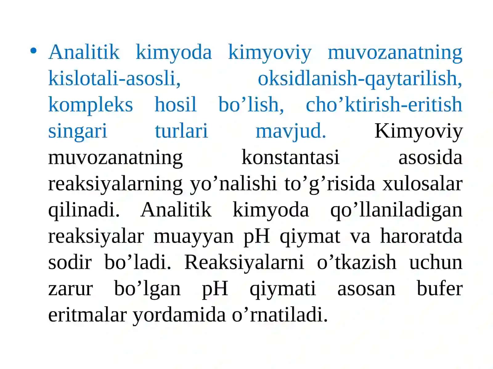 ANALITIK KIMYODA ISHLATILADIGAN REAKSIYALAR VA JARAYONLAR 4
