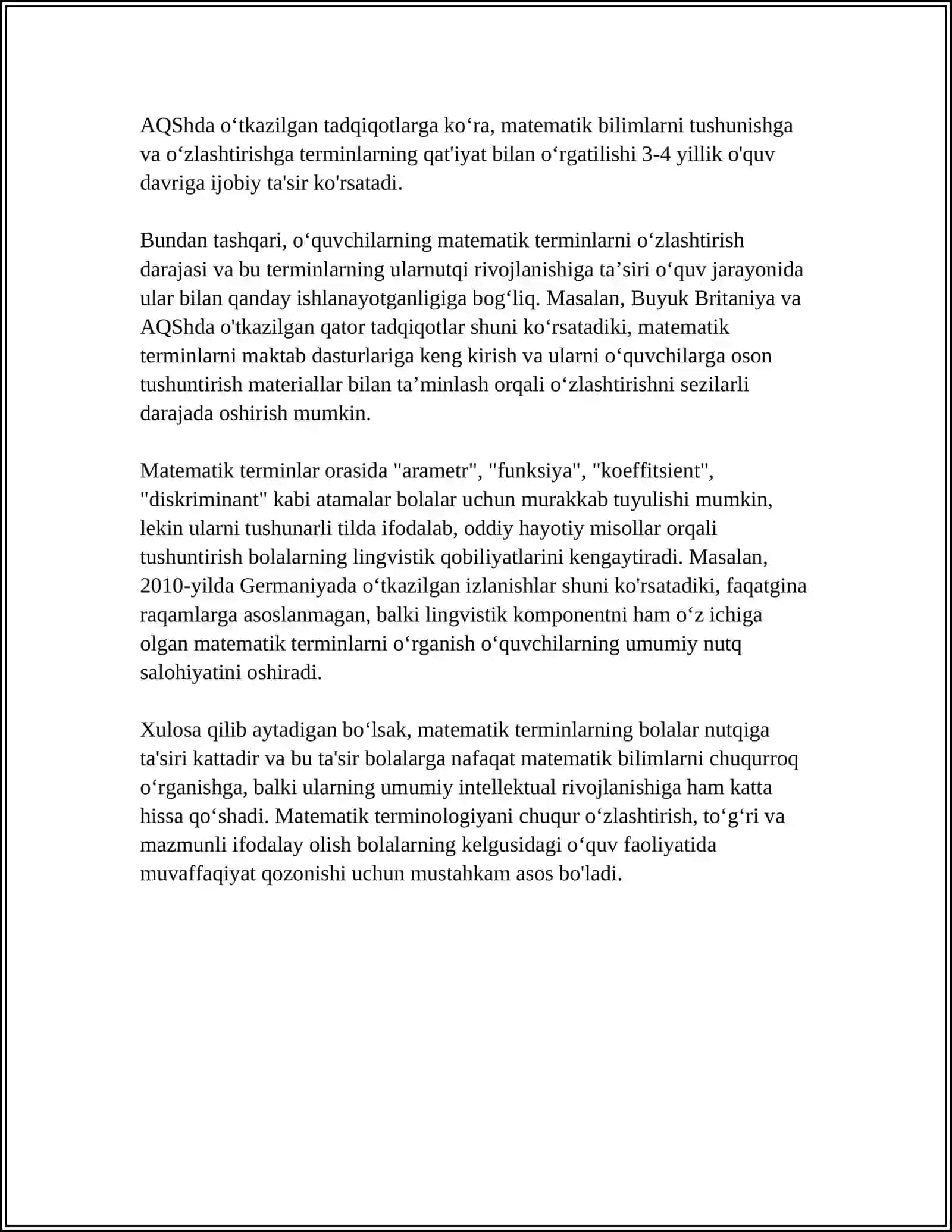 MAKTABGACHA YOSHDAGI BOLALAR NUTQIDA MATEMATIK TERMINLARNING QO‘LLANILISHI 4