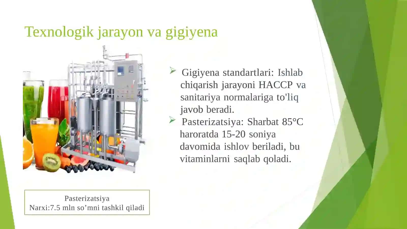 (100 millionlik loyiha ishi)  Qishloqxo‘jalik mahsulotlari 4