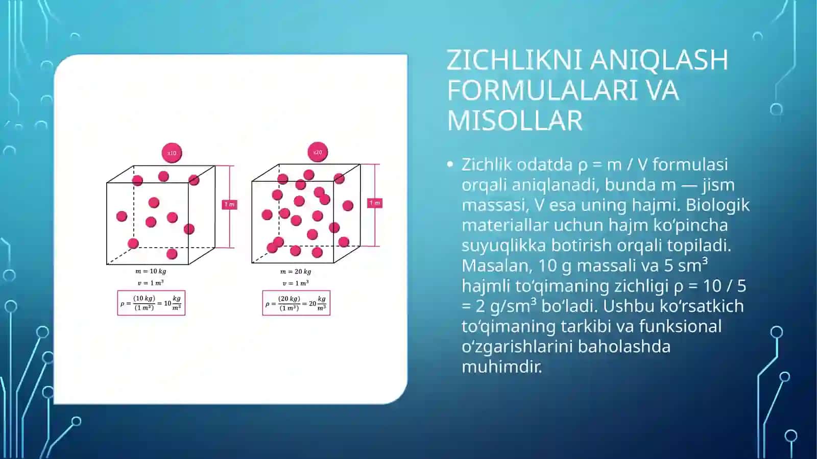 Biofizika - Biologik to'qimalar va qattiq jismlarning zichligini aniqlash (12 slayd PPT) 4
